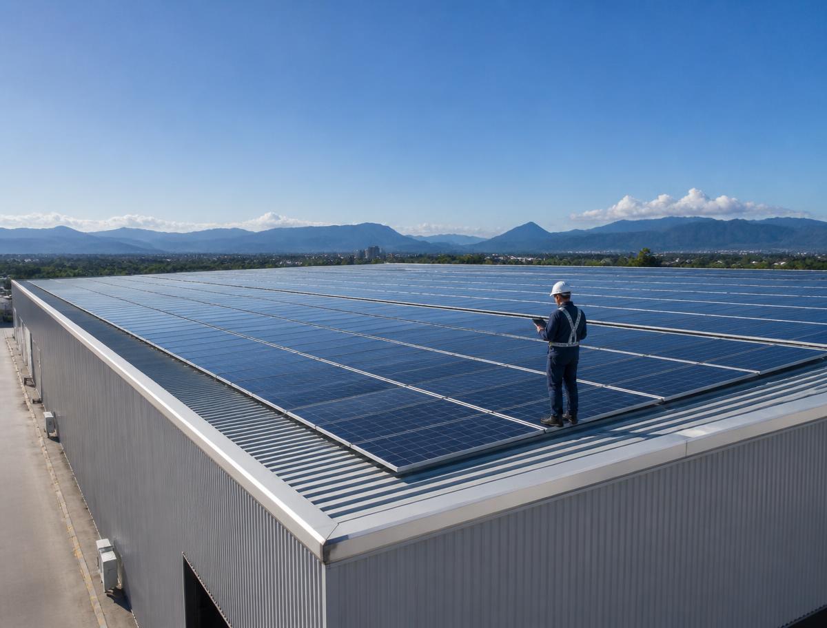 Painéis solares instalados em telhado